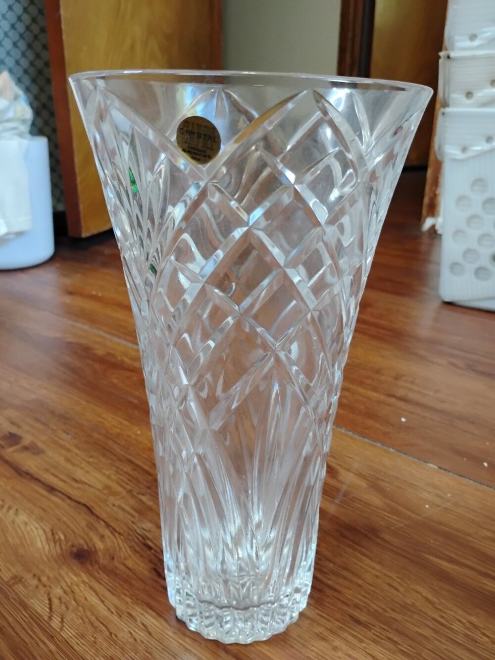 Vintage Capri Crystal Bohemia 24% Lead Glass Vase 12"